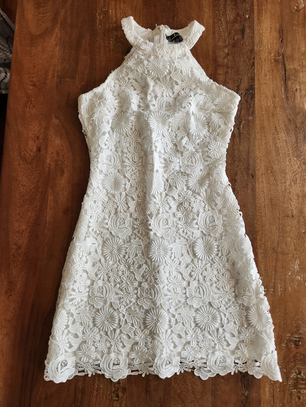Lulus Love Poem Lace White Floral Lace Halter Mini Women’s Dress S - Picture 8 of 13
